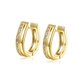 Wholesale Trendy 24K Gold Hoop Earrings U Shaped White Cubic Zircon Earrings fine Birthday Gifts for Women TGCLE032