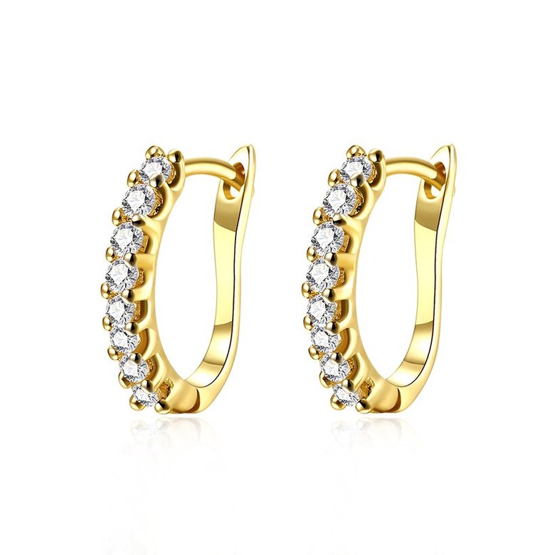Wholesale Trendy Cute Small Crystal Earrings for Woman 24K gold plated Hoop Earrings U Shape Horseshoe Earring TGCLE046