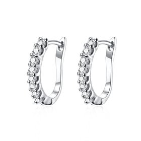 Wholesale Trendy Cute Small Crystal zircon Earrings for Woman silver color Hoop Earrings U Shape Horseshoe Earring TGCLE048