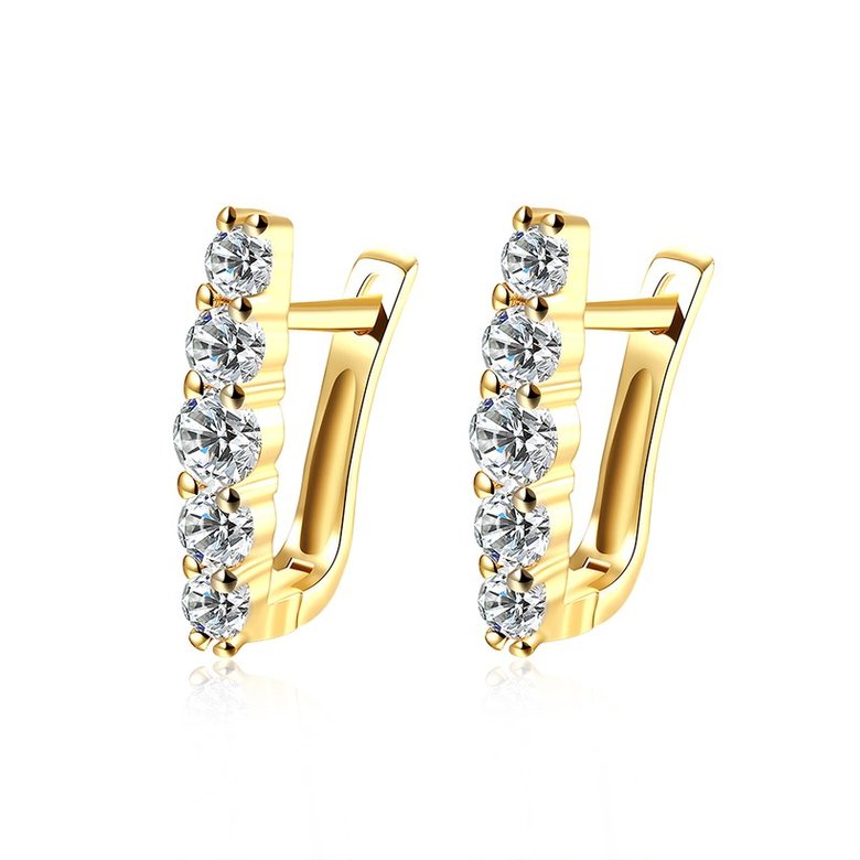 Wholesale Trendy Cute Small Crystal Earrings for Woman 24K gold plated Hoop Earrings U Shape Horseshoe Earring TGCLE050