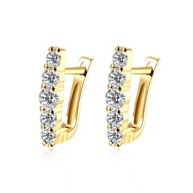 Wholesale Trendy Cute Small Crystal Earrings for Woman 24K gold plated Hoop Earrings U Shape Horseshoe Earring TGCLE050