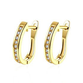 Wholesale Fashion elegant Small Crystal Earrings for Woman 24K gold plated Hoop Earrings U Shape Horseshoe Earring TGCLE054