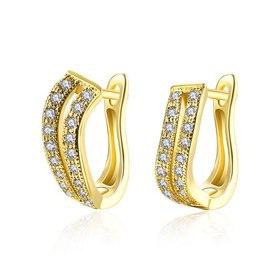 Wholesale Fashion elegant Small Crystal Earrings for Woman 24K gold plated Hoop Earrings U Shape Horseshoe Earring TGCLE058
