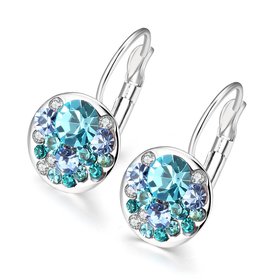 Wholesale Sky Blue Crystals Dangle Earrings New Fashion Round Earrings for Women Elegant Party Romantic Wedding Jewelry TGCLE070