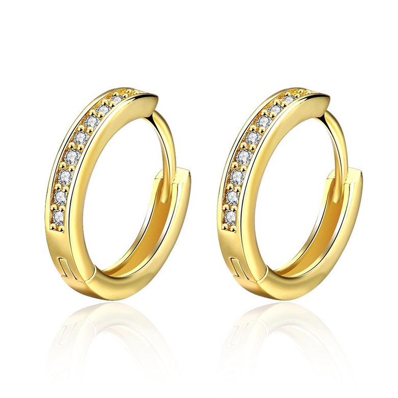 Wholesale Popular Round Circle Hoop Earrings Fashion 24K Gold Filled Zircon Party Earrings Jewelry fine Gift Drop shipping TGCLE086