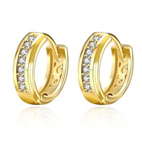 Wholesale Luxury Round Circle Hoop Earrings Fashion 24K Gold Filled Zircon Party Earrings Jewelry fine Gift Drop shipping TGCLE090