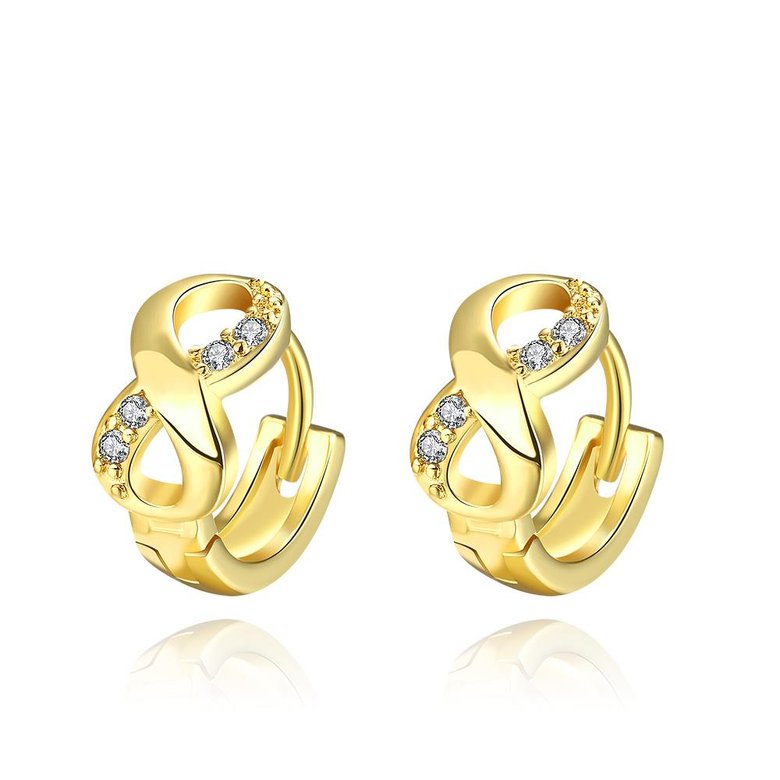 Wholesale Fashion Earrings from China for Women Girls  8 shape 24K Gold Hoop Earrings Clear Cubic Zircon Wedding Party Fashion Jewelry  TGCLE098