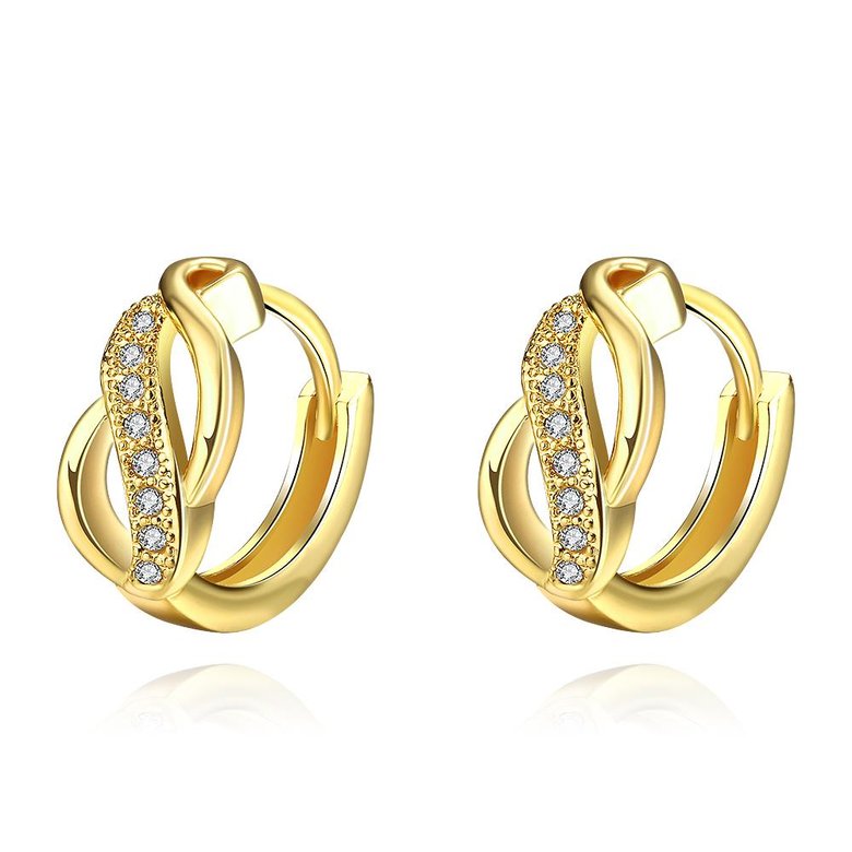 Wholesale Fashion Earrings from China for Women Girls  hollow 24K Gold Hoop Earrings Clear Cubic Zircon Wedding Party Fashion Jewelry  TGCLE108