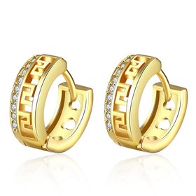 Wholesale Luxury Round Circle Hoop Earrings Fashion 24K Gold hollow Filled Zircon Party Earrings Jewelry fine Gift Drop shipping TGCLE112