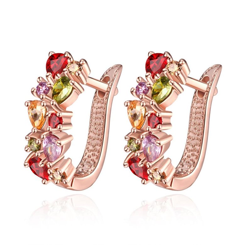 Wholesale Luxury Rose Gold Color Earrings Flash CZ Zircon Ear Studs for Women fine wedding jewelry TGCLE132