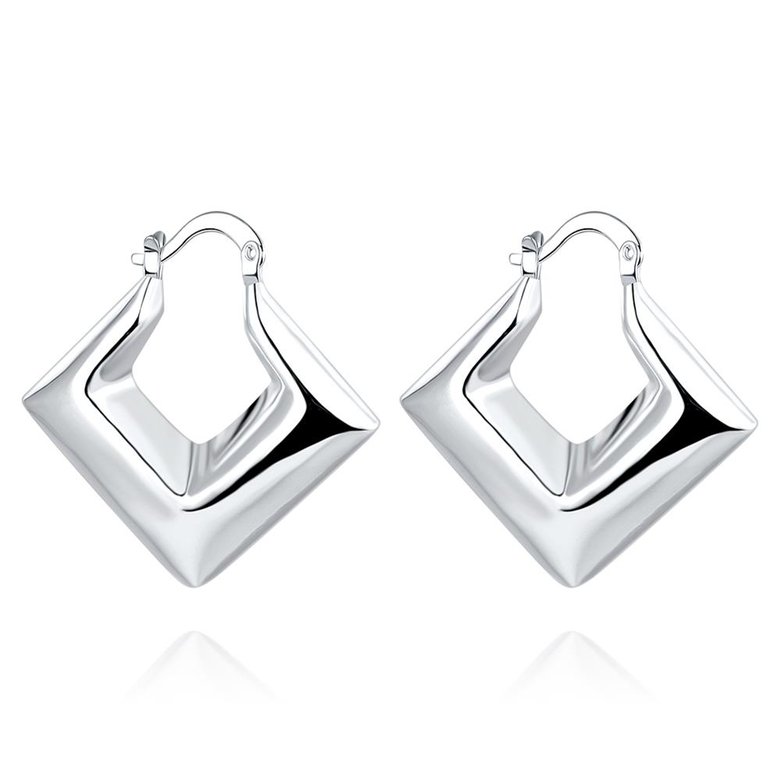 Wholesale Trendy Silver Geometric Clip Earring Square Hoop Earrings For Women Fashion Silver Jewelry Gifts TGCLE085