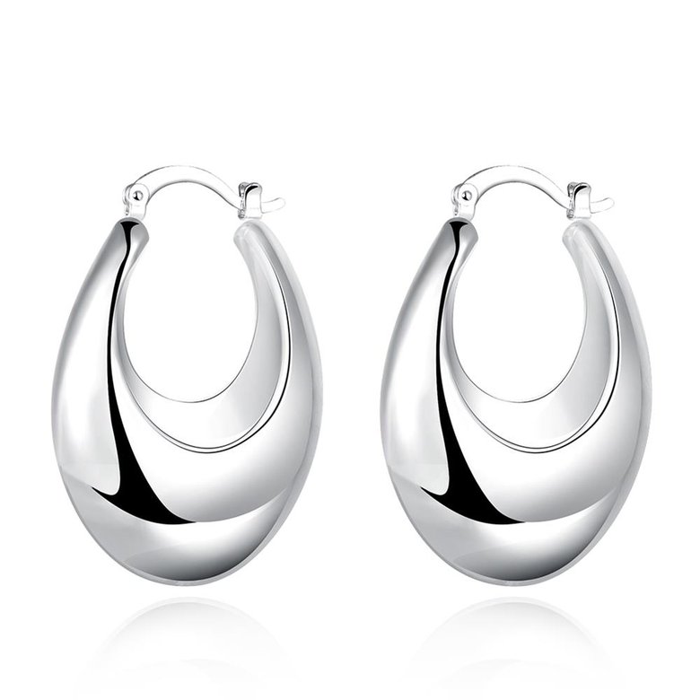 Wholesale Hot sale Silver U Shape Thick big Hoop Earrings For Women New Fashion Female circle earrings Jewelry  TGCLE107