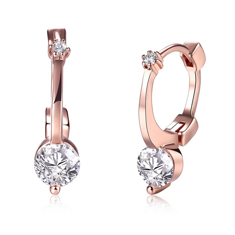 Wholesale Trendy Titanium Rose Gold Color white CZ Crystal Earrings for Wedding Women Girls OL Gift Drop Shipping TGCLE142