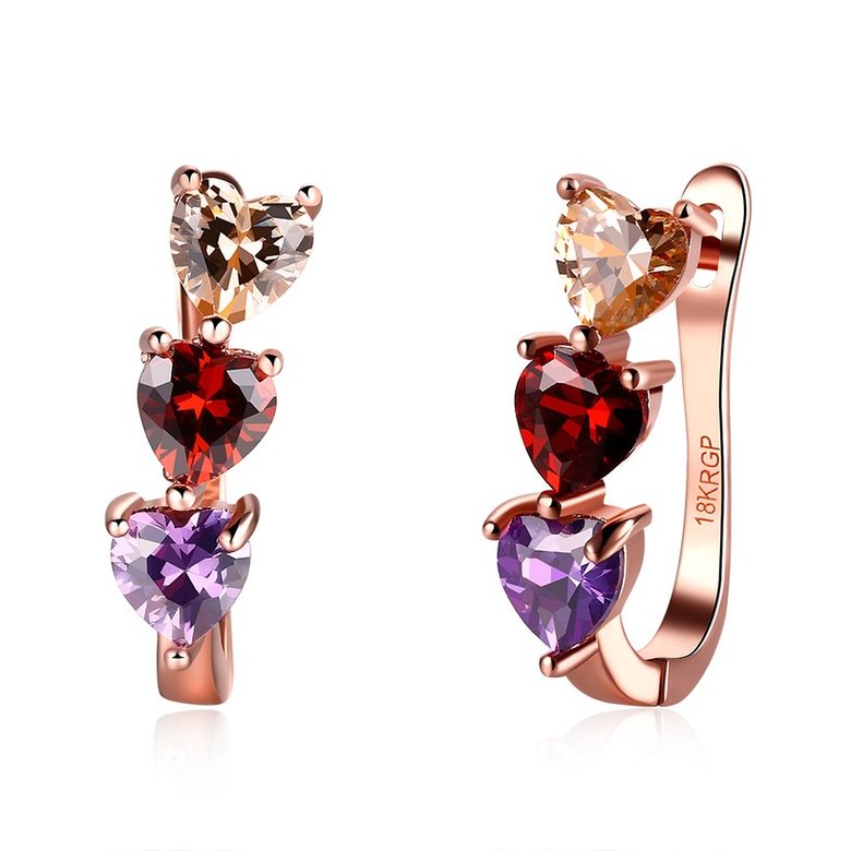 Wholesale Luxury Rose Gold Color Earrings Flash CZ Zircon U shape Ear Studs for Women fine wedding jewelry TGCLE148