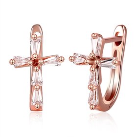 Wholesale Drop Shipping Women Earrings Fashion Cross Shape with Crystal Zircon Stone Delicate Female Earrings Versatile Fine Gifts TGCLE152