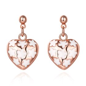 Wholesale Classic Hollow out Love Heart Dangle Earring Rose Gold Dangle Earrings For Women Delicate Fine Jewelry TGGPDE002