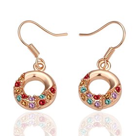 Wholesale hot sale Rose Gold Earrings Round colorful Zircon Hanging Dangle Earrings Drop Earring Fashion Wedding jewelry TGGPDE051