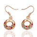 Wholesale hot sale Rose Gold Earrings Round colorful Zircon Hanging Dangle Earrings Drop Earring Fashion Wedding jewelry TGGPDE051