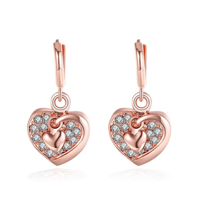 French-style Luxurious Gold-color Heart Shaped Edge Inlaid Dangle Earrings  With Court-style Fashionable Temperament S925 Silver Needle Ear Jewelry For  Women