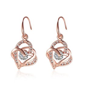 Wholesale Romantic Rose Gold Heart-Shaped AAA Zircon Earrings Charm Women Jewelry Fashion Wedding Party Gift TGGPDE058