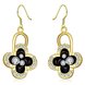 Wholesale Fashion Classic 24K Gold Plated Rhinestone Dangle Earring clover black earring jewelry  TGGPDE075