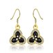 Wholesale Fashion Classic 24K Gold Plated Rhinestone Dangle Earring clover black earring jewelry  TGGPDE079