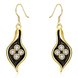 Wholesale Fashion Classic 24K Gold Plated Rhinestone Dangle Earring leaf shape black earring jewelry  TGGPDE087