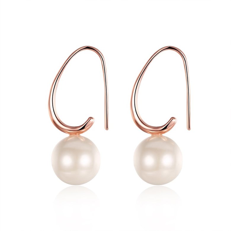 Wholesale Elegant Round Imitation Pearl Dangle Earrings rose gold Dazzling Women Engagement Wedding Graceful Accessories Fashion Earrings TGGPDE107