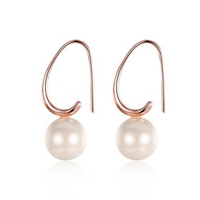 Wholesale Elegant Round Imitation Pearl Dangle Earrings rose gold Dazzling Women Engagement Wedding Graceful Accessories Fashion Earrings TGGPDE107