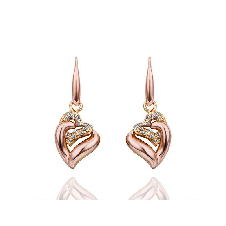 Wholesale Romantic Rose Gold Heart-Shaped AAA Zircon Earrings Charm Women Jewelry Fashion Wedding Party Gift TGGPDE111