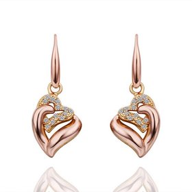 Wholesale Romantic Rose Gold Heart-Shaped AAA Zircon Earrings Charm Women Jewelry Fashion Wedding Party Gift TGGPDE111