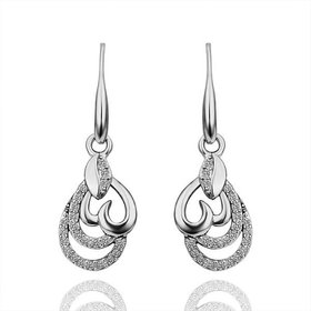 Wholesale Romantic Platinum Heart zircon Dangle Earring for women Wedding Graceful Accessories Fashion Earrings TGGPDE112