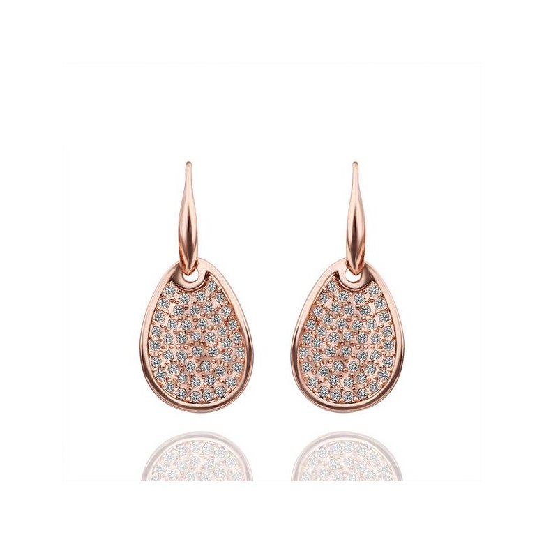 Wholesale Trendy Rose Gold Plated Rhinestone zircon water drop Dangle Earring delicate high quality earring for women wedding jewelry   TGGPDE009