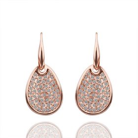 Wholesale Trendy Rose Gold Plated Rhinestone zircon water drop Dangle Earring delicate high quality earring for women wedding jewelry   TGGPDE009