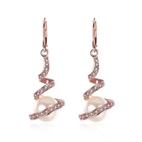 Wholesale Elegant Round Imitation Pearl Dangle Earrings rose gold Dazzling Women Engagement Wedding Graceful Accessories Fashion Earrings TGGPDE116