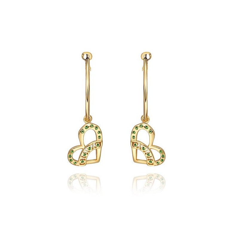 Wholesale Trendy elegant 24K Gold Heart Rhinestone Dangle Earring Dazzling Women Wedding Graceful Accessories Fashion Earrings  TGGPDE132