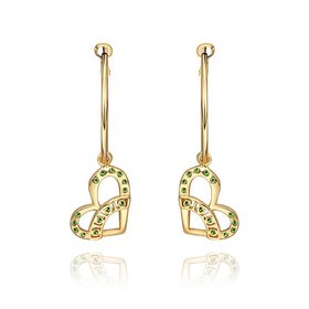 Wholesale Trendy elegant 24K Gold Heart Rhinestone Dangle Earring Dazzling Women Wedding Graceful Accessories Fashion Earrings  TGGPDE132