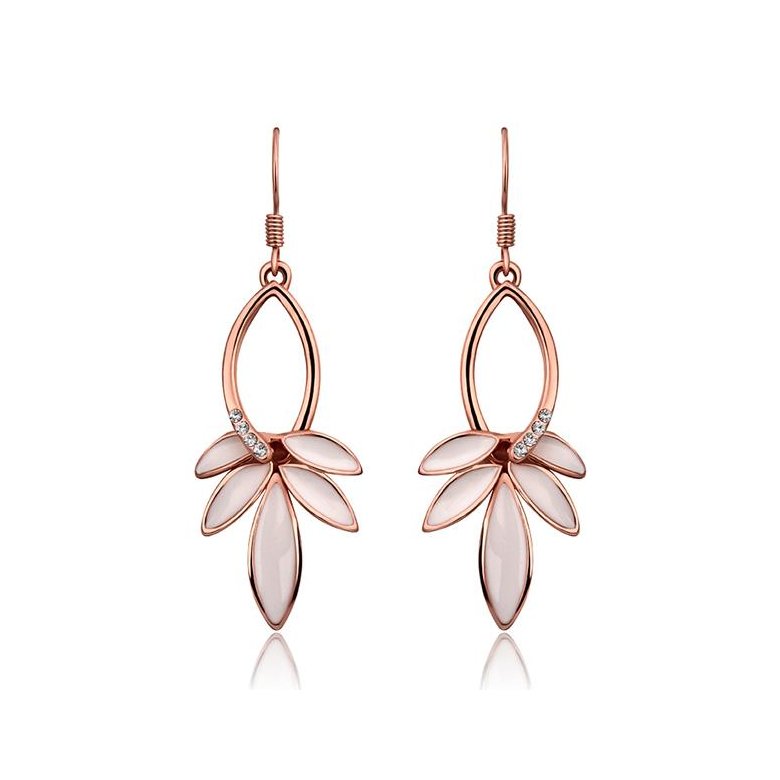 Wholesale Classic Rose Gold Leaf Czech Rhinestone Dangle Earring Delicate Micro Inlaid Cubic Zircon Earrings Bride Wedding Jewelry TGGPDE012