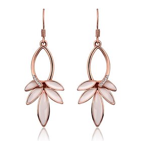 Wholesale Classic Rose Gold Leaf Czech Rhinestone Dangle Earring Delicate Micro Inlaid Cubic Zircon Earrings Bride Wedding Jewelry TGGPDE012