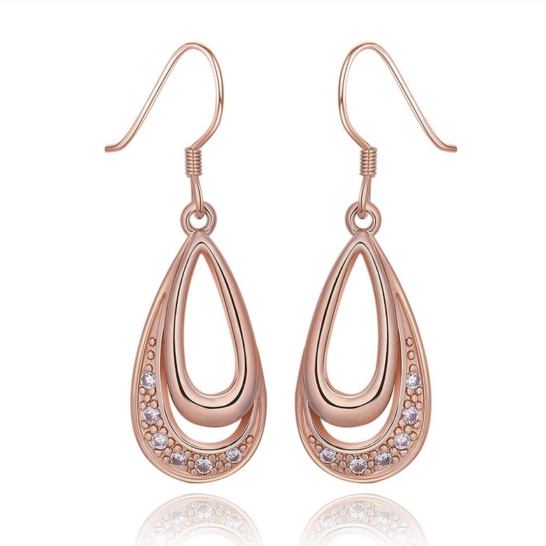 Wholesale Elegant rose gold Color AAA Cubic Zirconia dangle Earring For Women Classic water drop Crystal Earrings Female Wedding Jewelry TGGPDE013