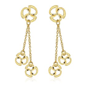 Wholesale Vintage Trendy Gold Color Long Tassel Drop Earrings for Women high quaity clover shape Dangle Earring  TGGPDE187