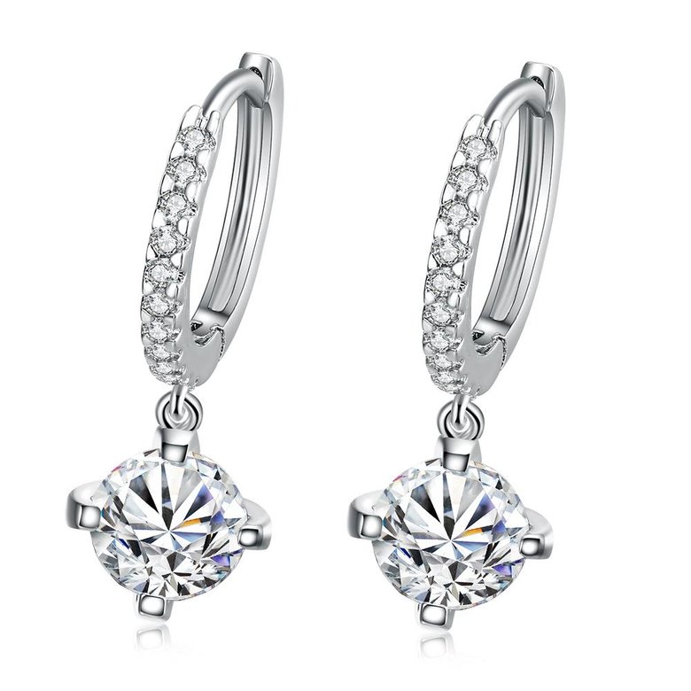 Wholesale  New Trendy Luxury Silver Color Drop Earring Wedding Bridal Accessories Shine Zircon Stone Elegant Women Jewelry TGGPDE189