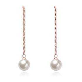 Wholesale New Fashion rose gold earring white pearl Long Earrings romantic Cute for Women Wedding fine Jewelry TGGPDE019