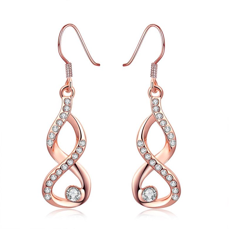 Wholesale Fashion simple Zirconia dangle Earrings rose Gold Color Plated 8 Shape Geometric Earrings for Women Jewelry Gifts TGGPDE003