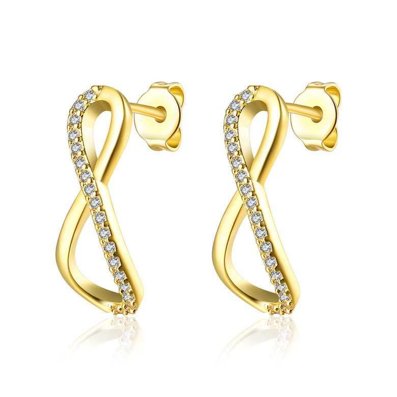 Wholesale Romantic 24k Gold  Geometric White CZ Dangle Earring delicate Modern Jewelry Gift TGGPDE029