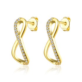 Wholesale Romantic 24k Gold  Geometric White CZ Dangle Earring delicate Modern Jewelry Gift TGGPDE029