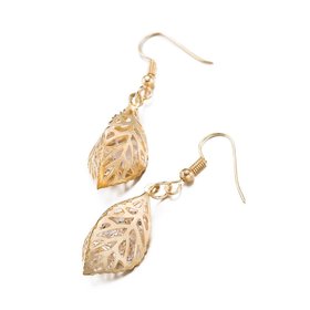 Wholesale Fashion Women Earring Rose Gold Color hollow Drop Earring Office Style Leaf Shape crystal  New style Earrin Jewelry TGGPDE043