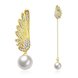 Wholesale Classic Gold Christmas Wing Stud Earring Fashion Ladies Simple Asymmetric Angel Wings Pearls Drop woman Earrings TGGPE282