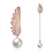 Wholesale Classic Gold Christmas Wing Stud Earring Fashion Ladies Simple Asymmetric Angel Wings Pearls Drop woman Earrings TGGPE285