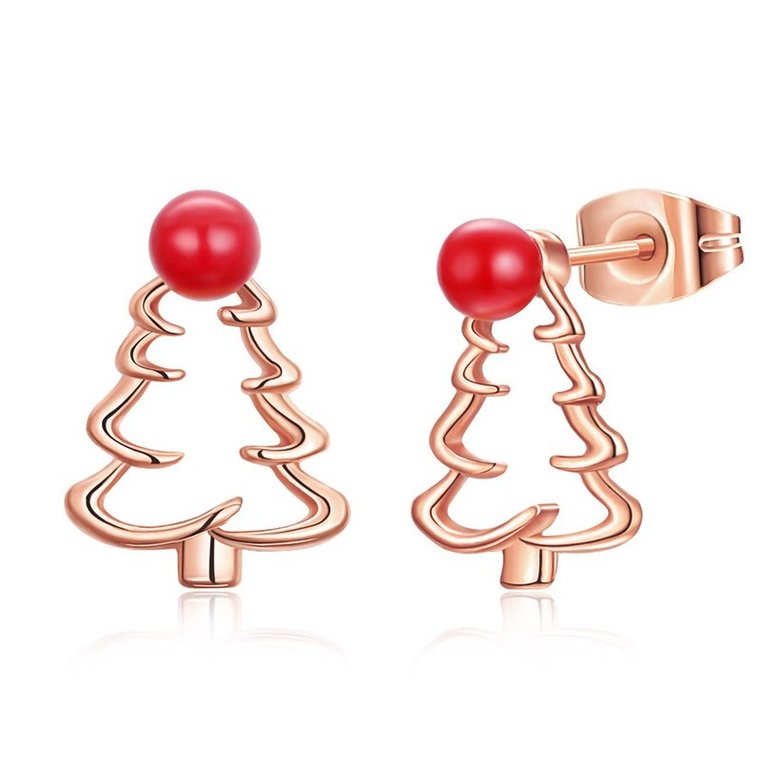 Wholesale Classic rose gold hollow out Christmas Tree Stud Earring For Women Fine Jewelry Earrings Present TGGPE320